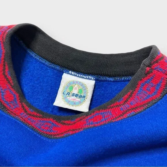 Vtg 90s LA Gear Big Logo Sweatshirt, Knit Collar, 2-Sided, L.A. 80s, USA M - Picture 6 of 7